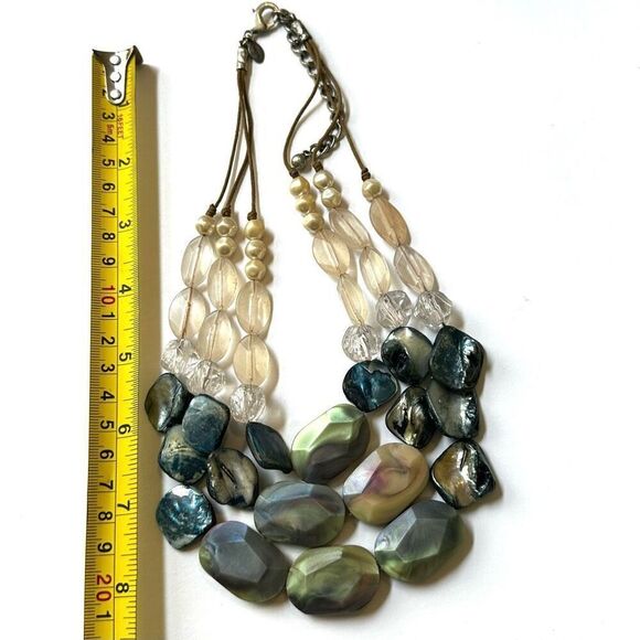 Chico's Luisa blue abalone multi strand statement necklace - Picture 4 of 13